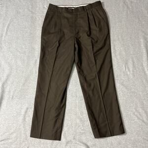 Zignone 100% Wool Brown Dress Trouser Pants Mens Size 36x30 Made in Italy